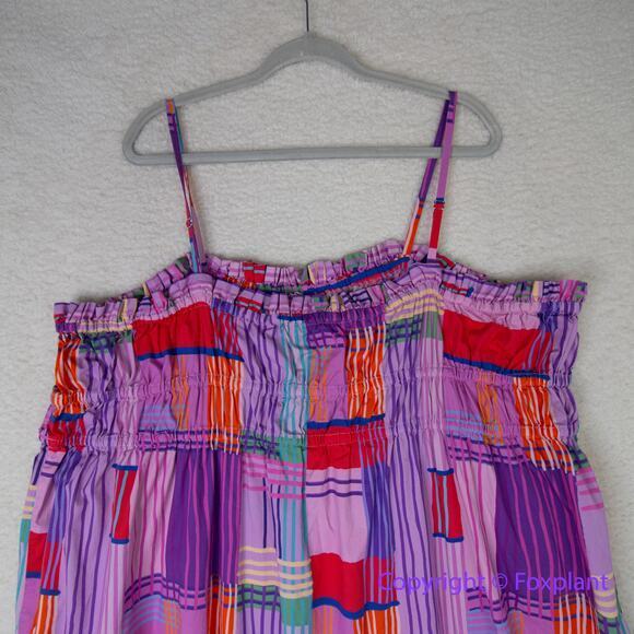 Eloqui Shift Dress Smocked Bodice Empire Gathered Color Block Midi plus size 20‎ - Picture 10 of 14